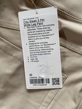 Lululemon City Sleek 5-Pocket Wide Leg Pant - Khaki